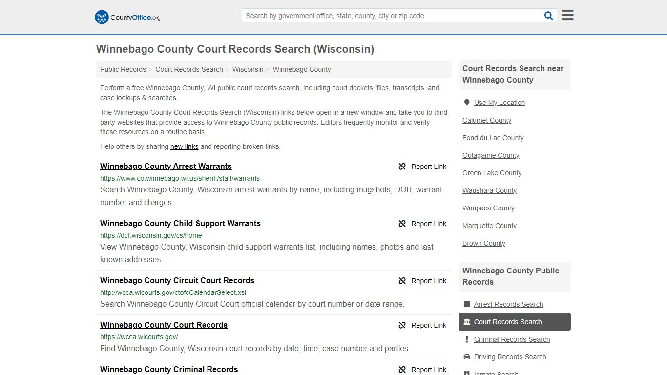 Winnebago County Court Records Search (Wisconsin) - County Office